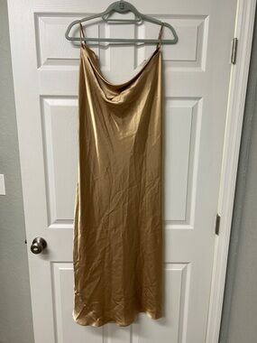 Sophia By Delicates Gold Satin Slip Dress